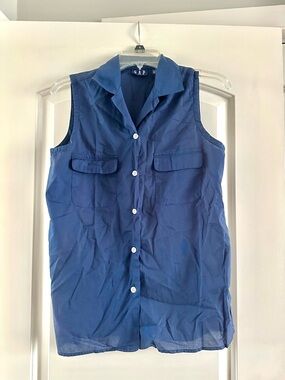 GAP Navy Button-Up Cotton Top